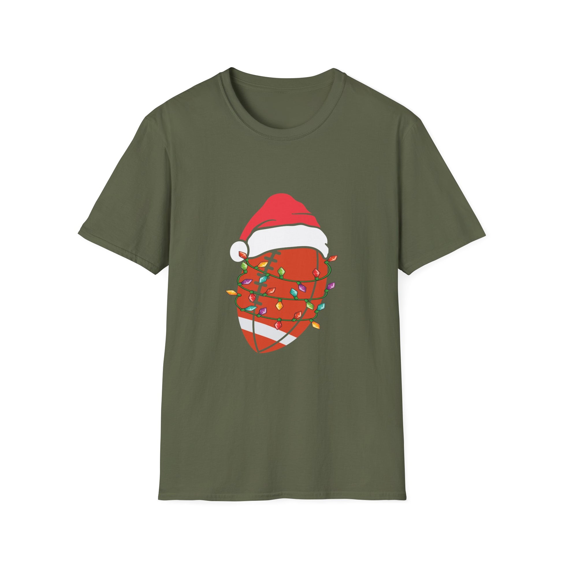 Santa Riding Motorcycle on Christmas - Biker US Flag T-Shirt-productor-mockup