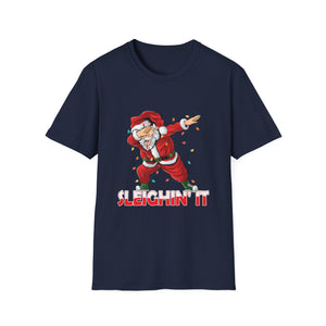 Sleighin It Dabbing Santa With Christmas Lights Christmas Unisex Softstyle T-Shirt