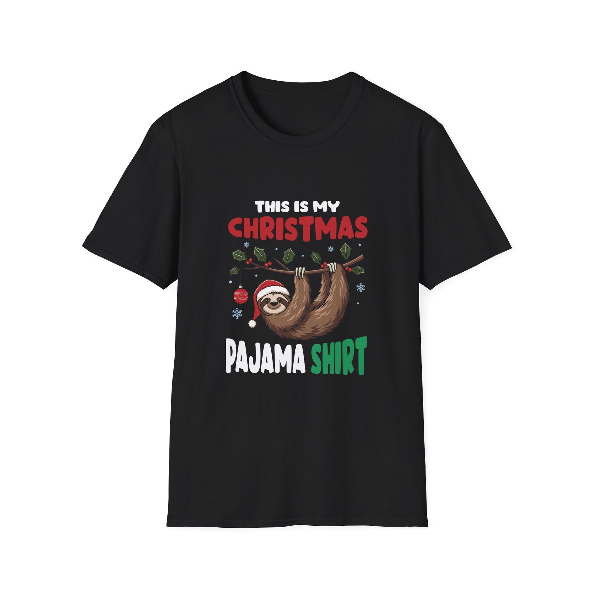 Christmas Pajama Shirt T-Shirt — Cute Sloth Holiday Sleeping Tee