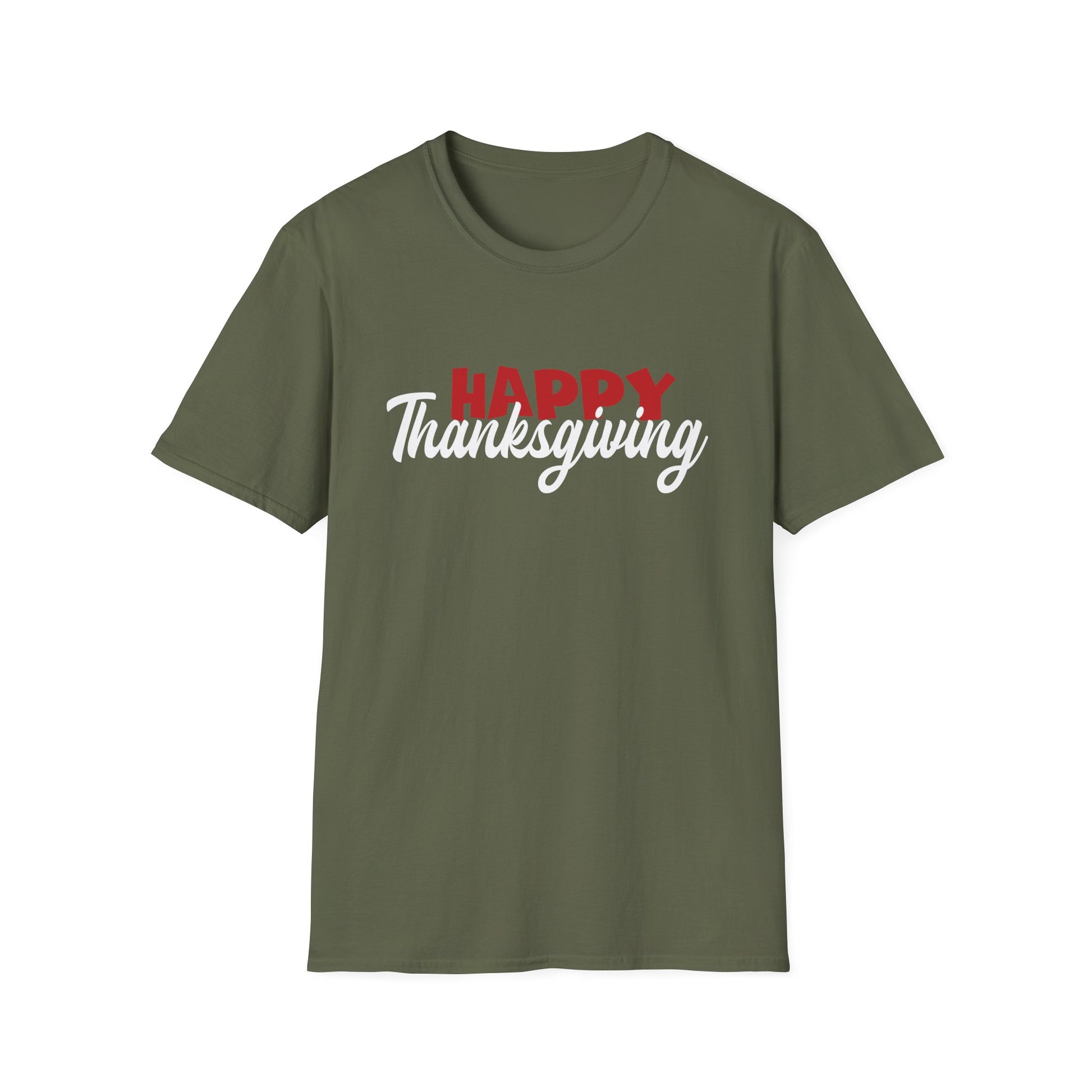 Thanksgiving T-Shirt — "Happy Thanksgiving" Script Holiday Tee
