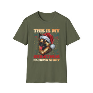Christmas Pajama Shirt T‑Shirt – German Shepherd in Santa Hat (This Is My Christmas Pajama Shirt)
