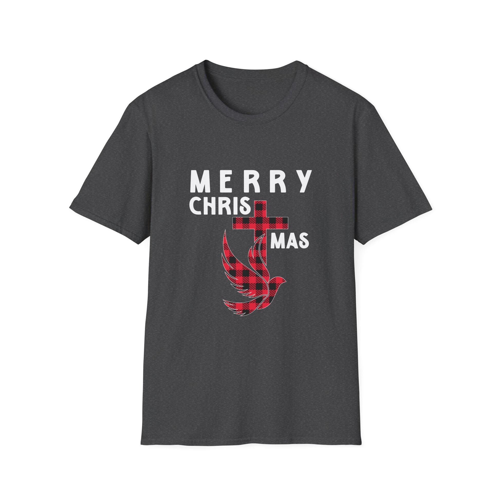 Christmas Plaid Dove T-Shirt — "Merry Chris(t)mas" Holiday Tee