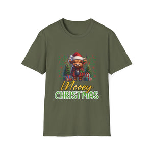 Mooey Christmas Heifer Cow Reindeer Christmas Lights Unisex Softstyle T-Shirt