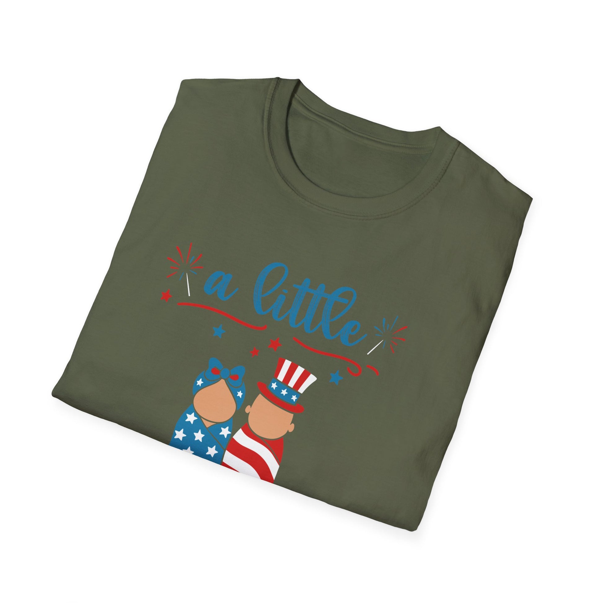 Baby Shower T-Shirt – “A Little Firecracker Is On The Way” Patriotic 4th of July Pregnancy Tee