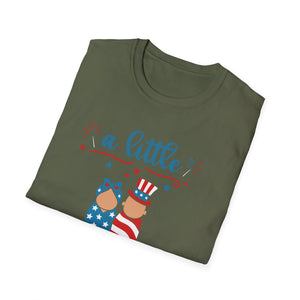 Baby Shower T-Shirt – “A Little Firecracker Is On The Way” Patriotic 4th of July Pregnancy Tee