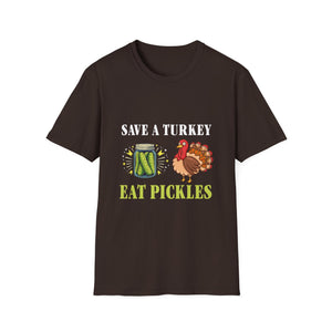 Save a Turkey Eat Pickles T-Shirt — Funny Thanksgiving Turkey & Pickle Graphic Tee