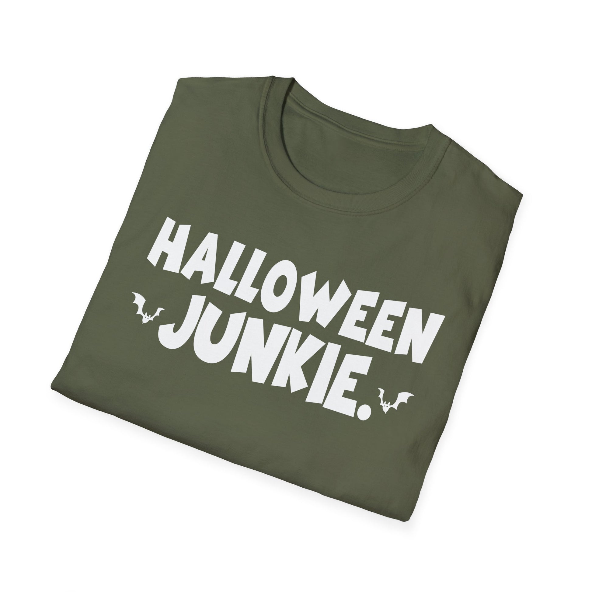 Halloween Junkie T-Shirt — Funny Halloween Tee with Bats