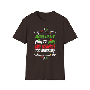 Most Likely To Take Cornhole Too Seriously Family Christmas T-Shirt