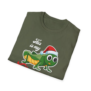 Christmas Pajama Shirt Tee — Cute Grasshopper in Santa Hat Holiday T-Shirt