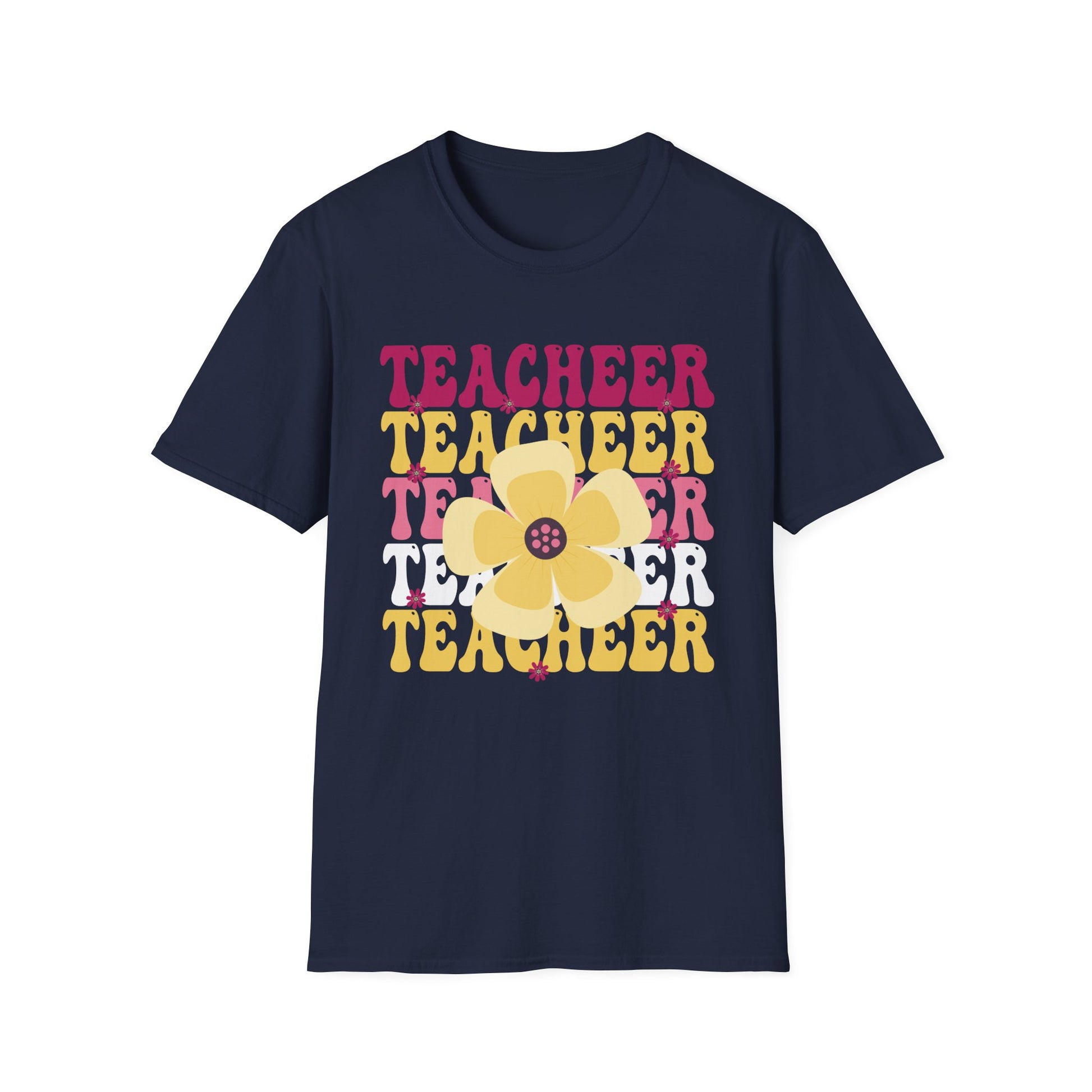 Teacher Floral Retro T‑Shirt — 'TEACHEER' Vintage Typography Teacher Gift