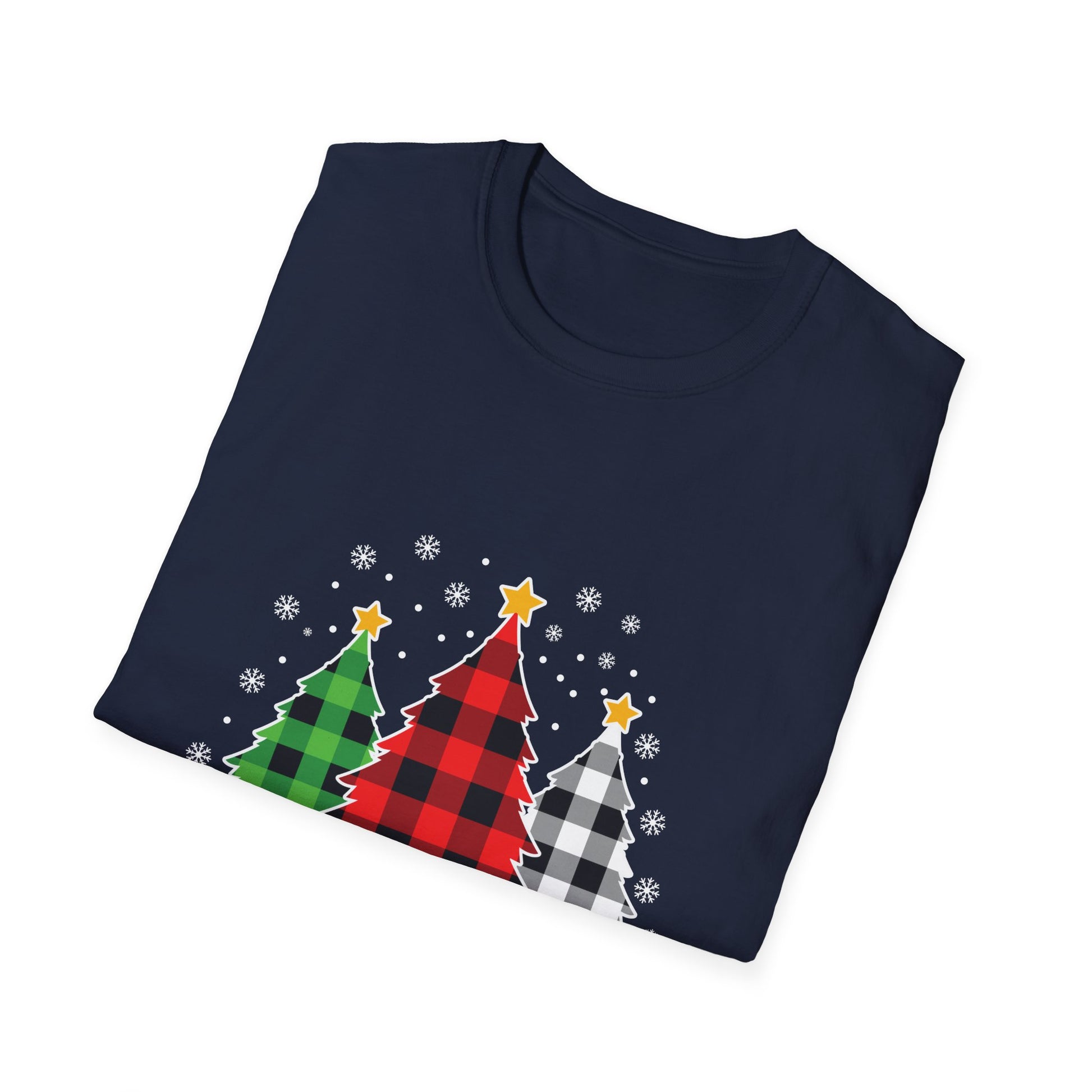Christmas Plaid Tree T-Shirt — "Merry Christmas" Holiday Tee