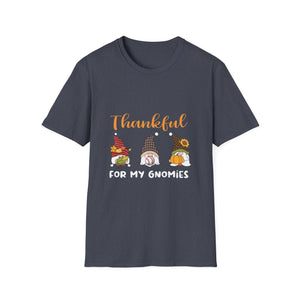 Thankful For My Gnomies T-Shirt — Thanksgiving Gnome Graphic Tee  Unisex T-Shirt