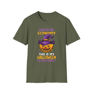 Halloween T-Shirt — “Due to the Economy This Is My Halloween Costume” Pumpkin Witch Tee
