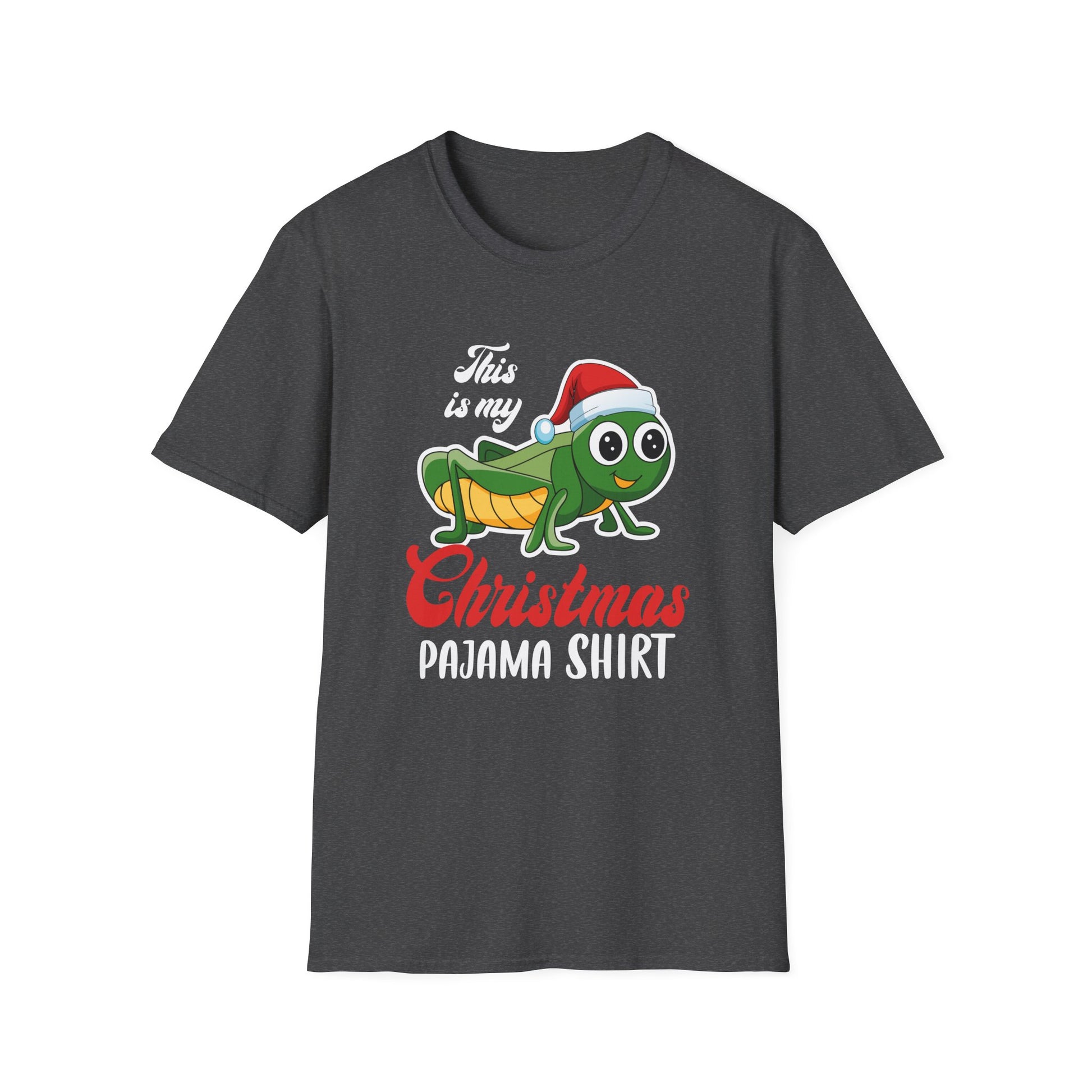 Christmas Pajama Shirt Tee — Cute Grasshopper in Santa Hat Holiday T-Shirt