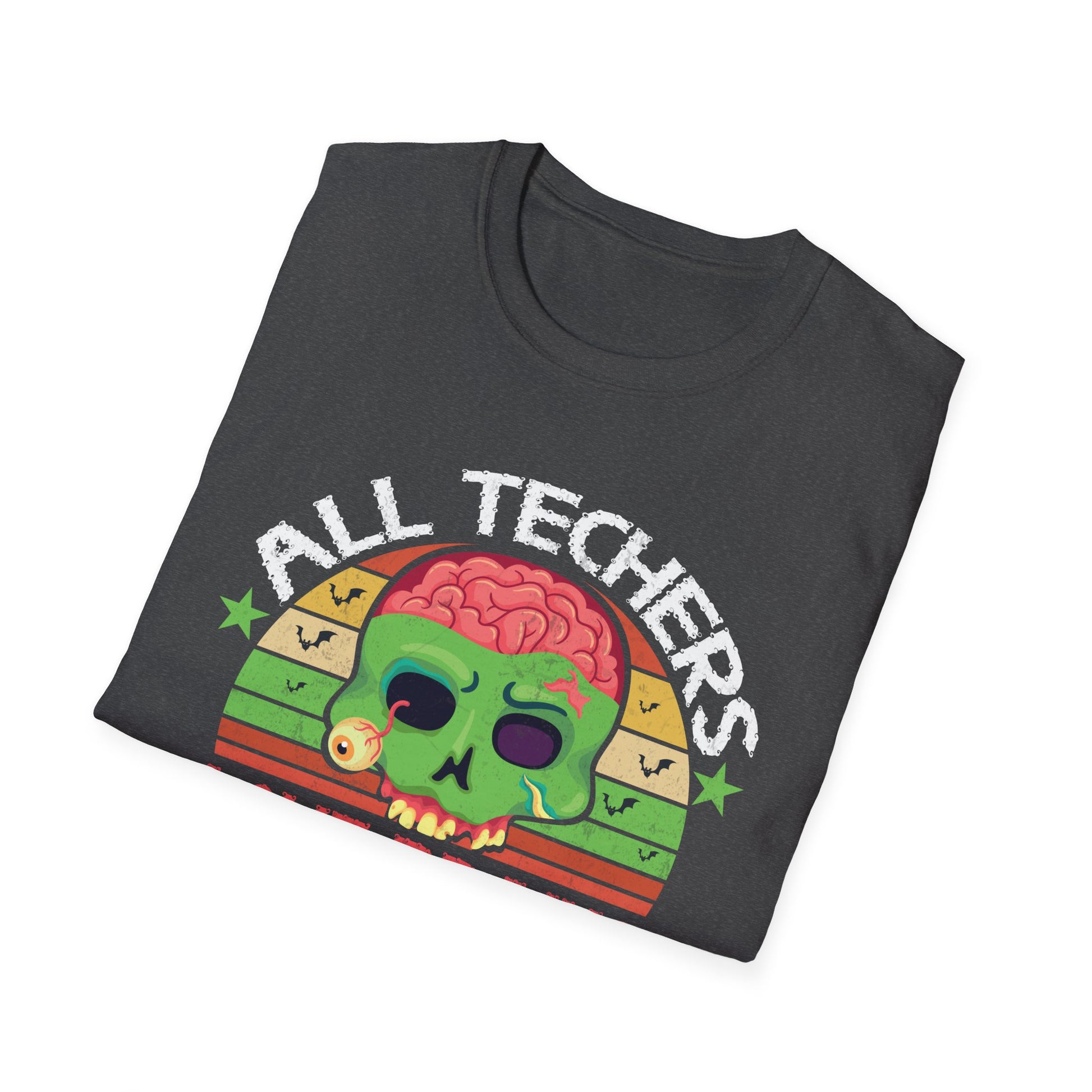 Teacher T-Shirt — "All Teachers Love Brains" Retro Zombie Education Tee