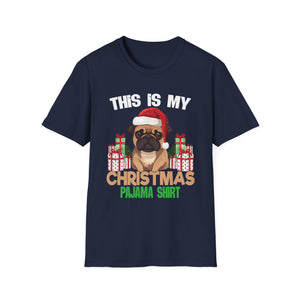 Christmas Pajama T‑Shirt — Cute Pug in Santa Hat Holiday Tee