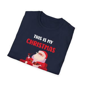 Christmas Movie Watching T-Shirt — Santa Relaxing on Couch Holiday Tee