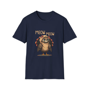 Meow Meow Turkey Cat T‑Shirt — Cute Cartoon Cat Dressed as Turkey, Thanksgiving Tee  Unisex T-Shirt