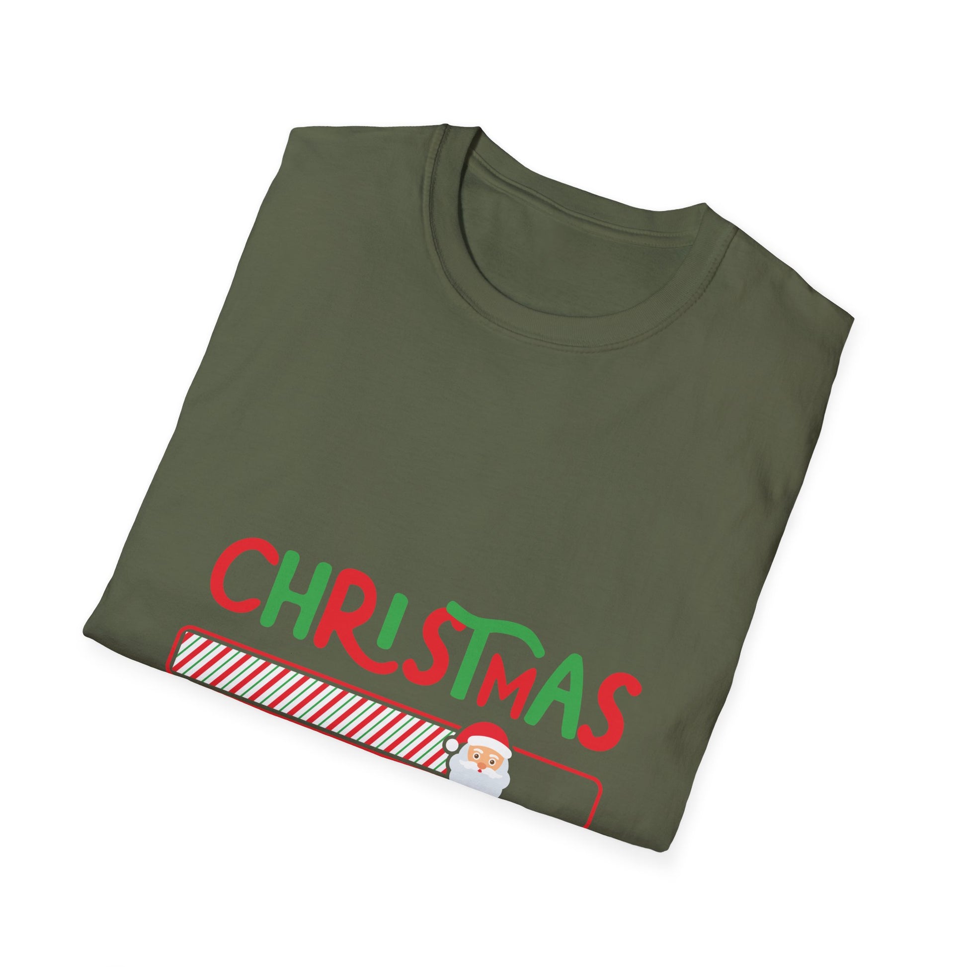 Christmas Is Loading T-Shirt — Cute Santa Progress Bar Holiday Tee