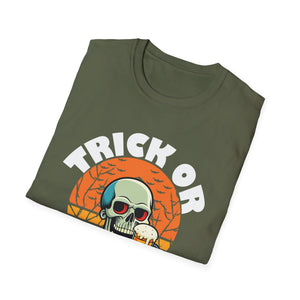 Trick or Beer T-Shirt — Halloween Skull Drinking Beer Graphic Tee