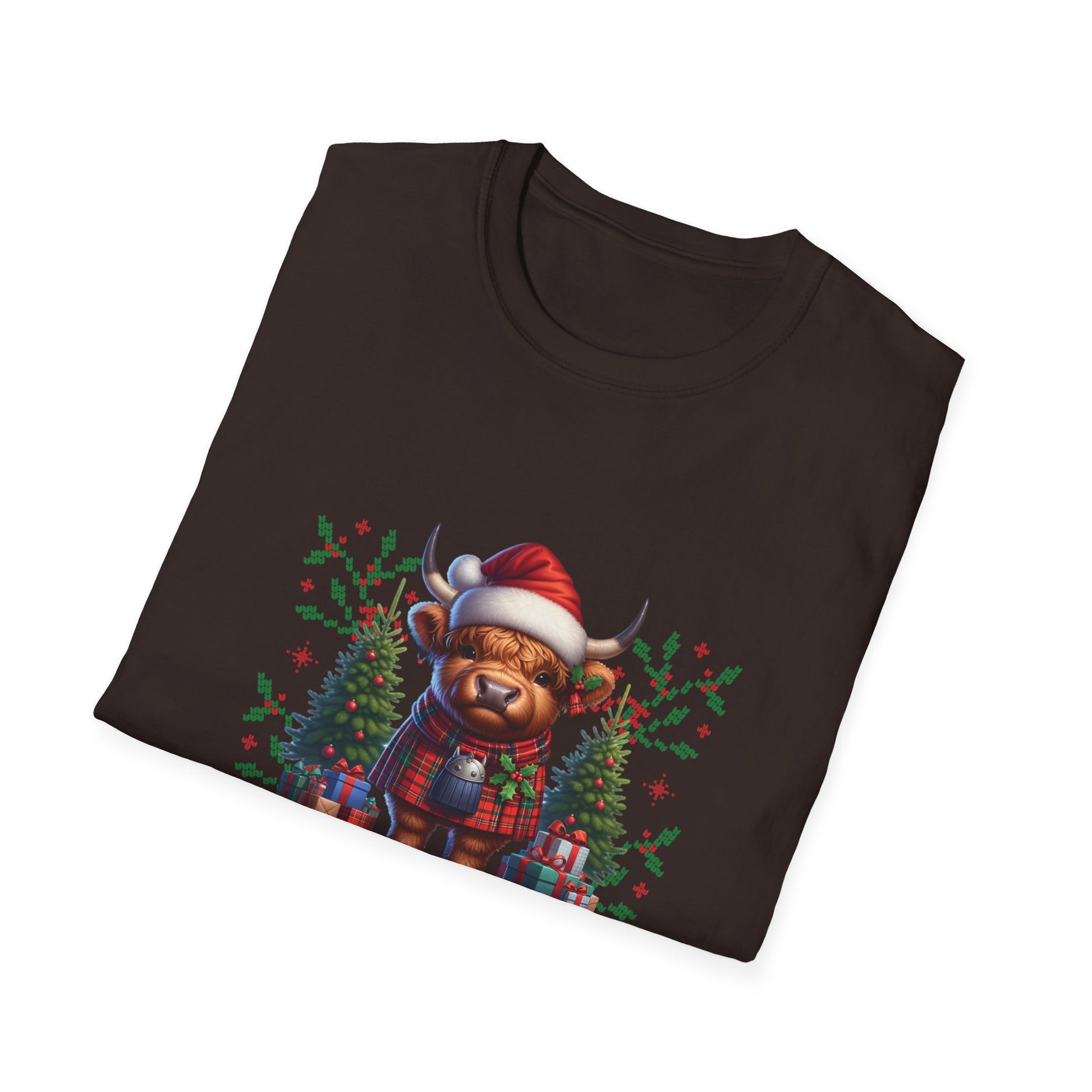 Mooey Christmas Heifer Cow Reindeer Christmas Lights Unisex Softstyle T-Shirt