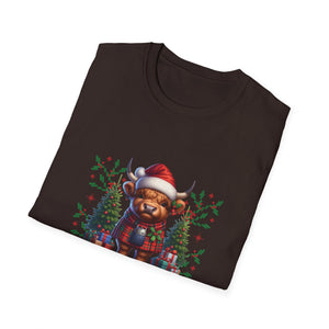 Mooey Christmas Heifer Cow Reindeer Christmas Lights Unisex Softstyle T-Shirt