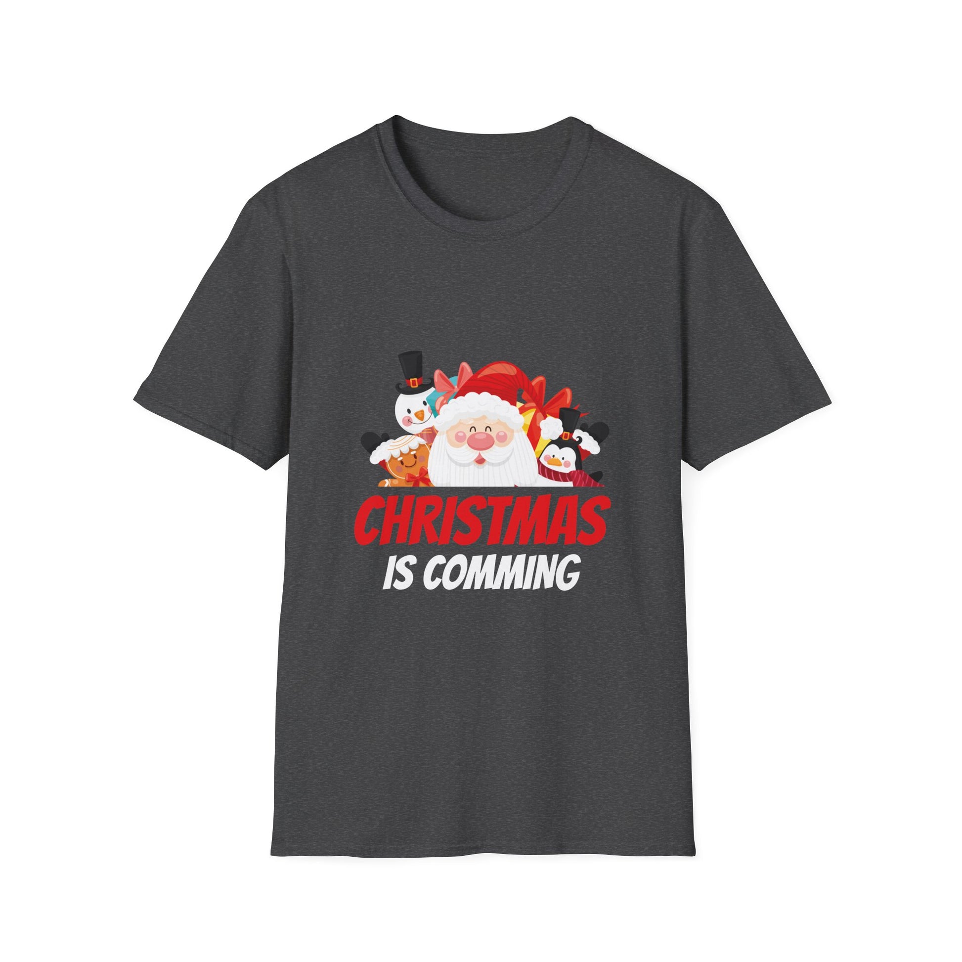 Christmas Is Comming T-Shirt — Cute Santa & Snowman Holiday Tee