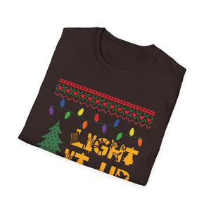 Light It Up Christmas T-Shirt — Holiday Lights & Tree Ugly Sweater Tee