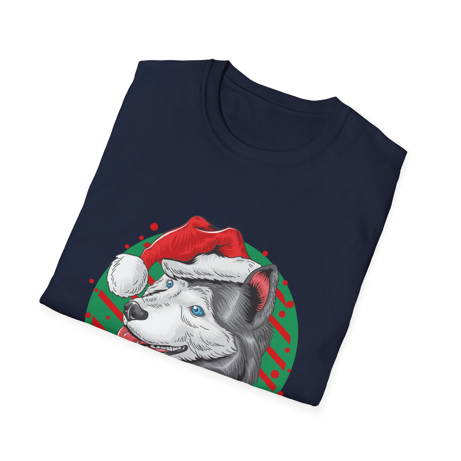 Husky Christmas T-Shirt — Festive Santa Hat Dog Holiday Tee