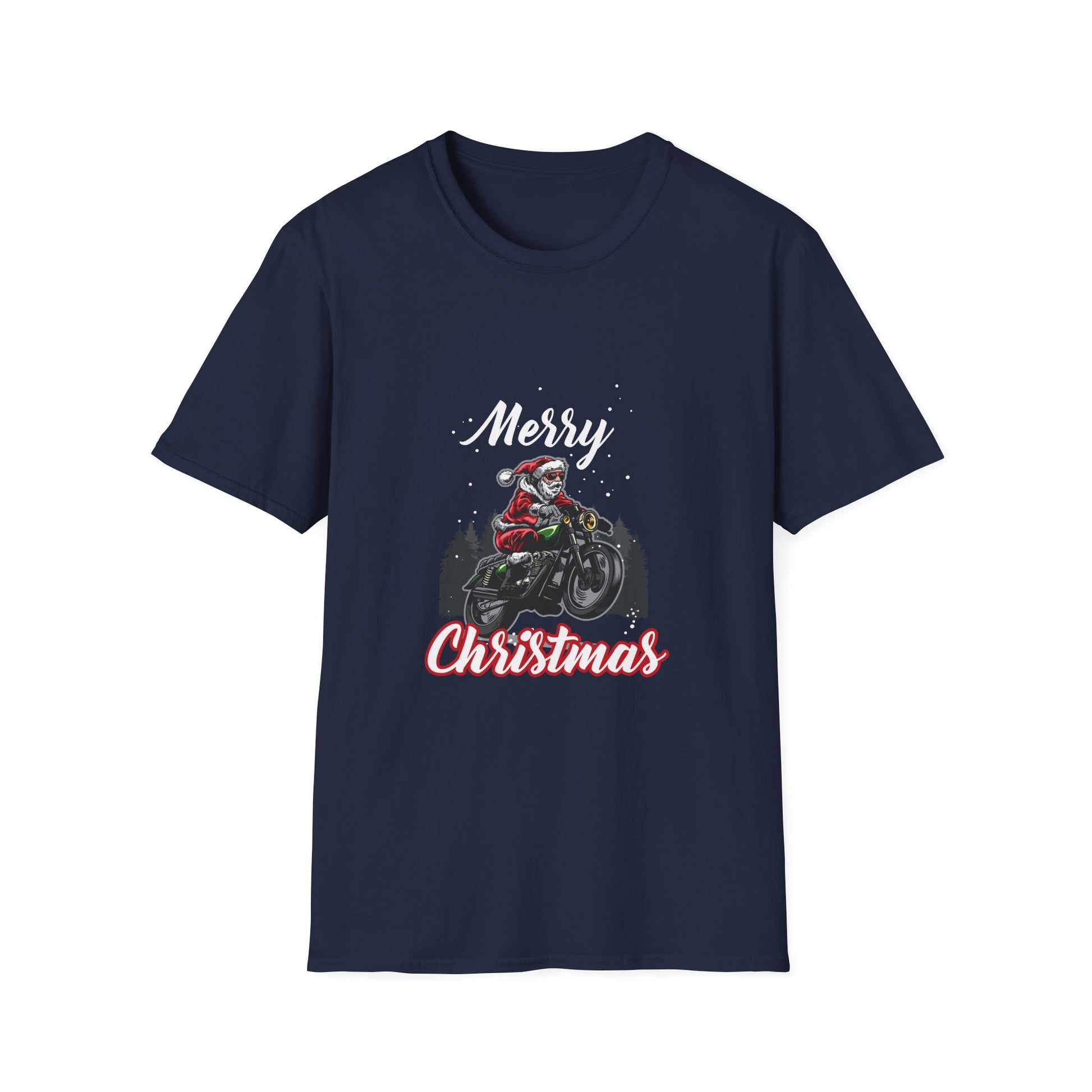 Christmas Motorcycle T-Shirt — 'Merry Christmas' Santa Biker Tee