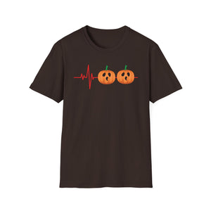 Halloween Pumpkin Heartbeat T-Shirt — Cute Jack-O’-Lantern ECG Tee