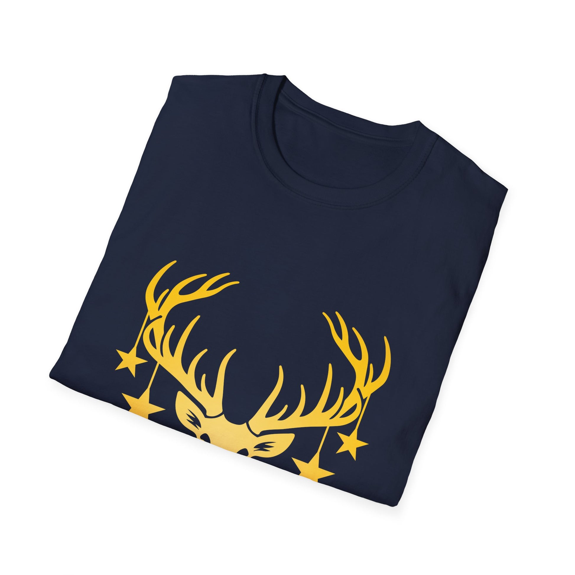 Deer Head Tee — Golden Stag Antlers with Hanging Stars Shirt