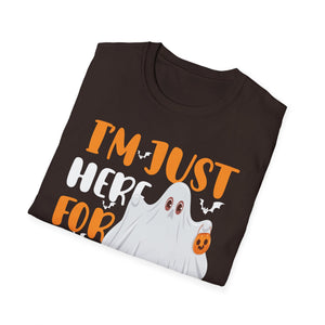 Funny Halloween Costume I'm Just Here for The Boos T-Shirt Unisex Softstyle T-Shirt