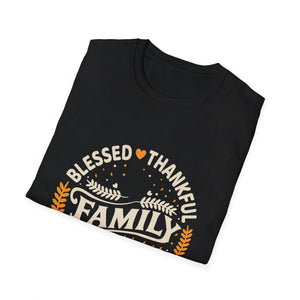 Family Blessed Thankful Grateful Pumpkin T-Shirt — Fall Thanksgiving Tee