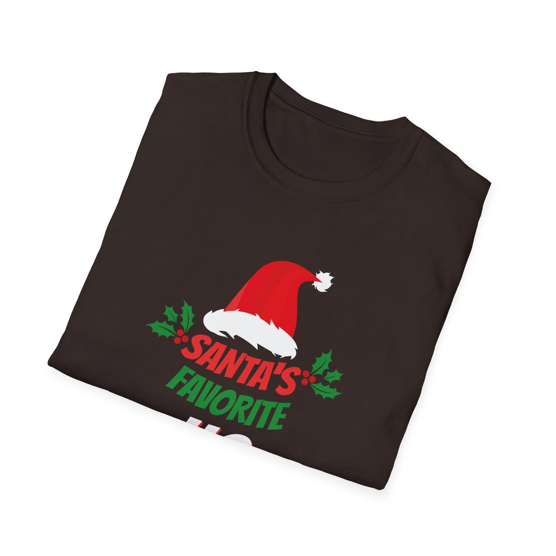 Funny Christmas Santa_s Favorite Ho Naughty Pajama Black Unisex Adult Cotton Polyester Short Sleeve Unisex Softstyle T-Shirt
