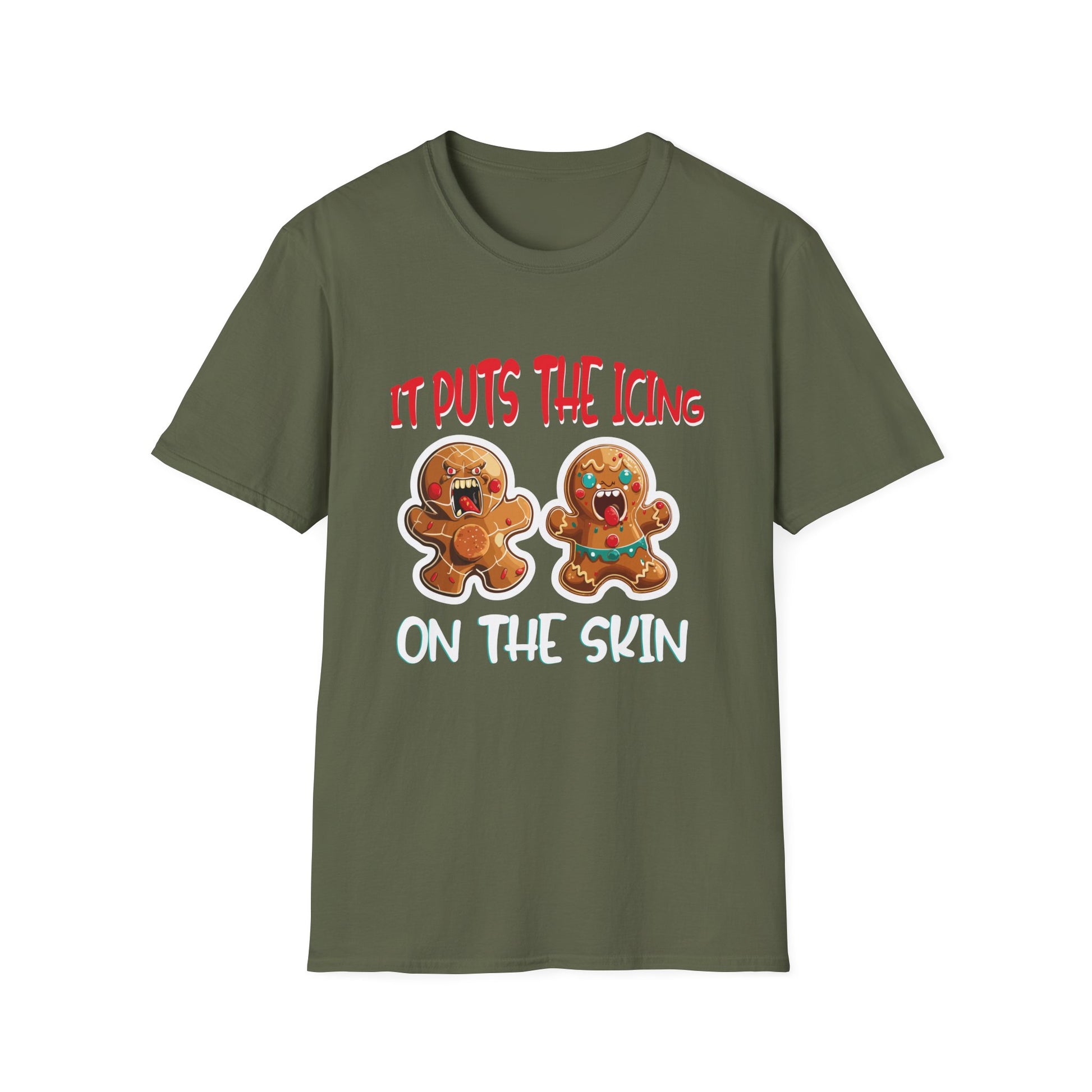 Gingerbread Horror T-Shirt — "It Puts the Icing on the Skin" Christmas Tee