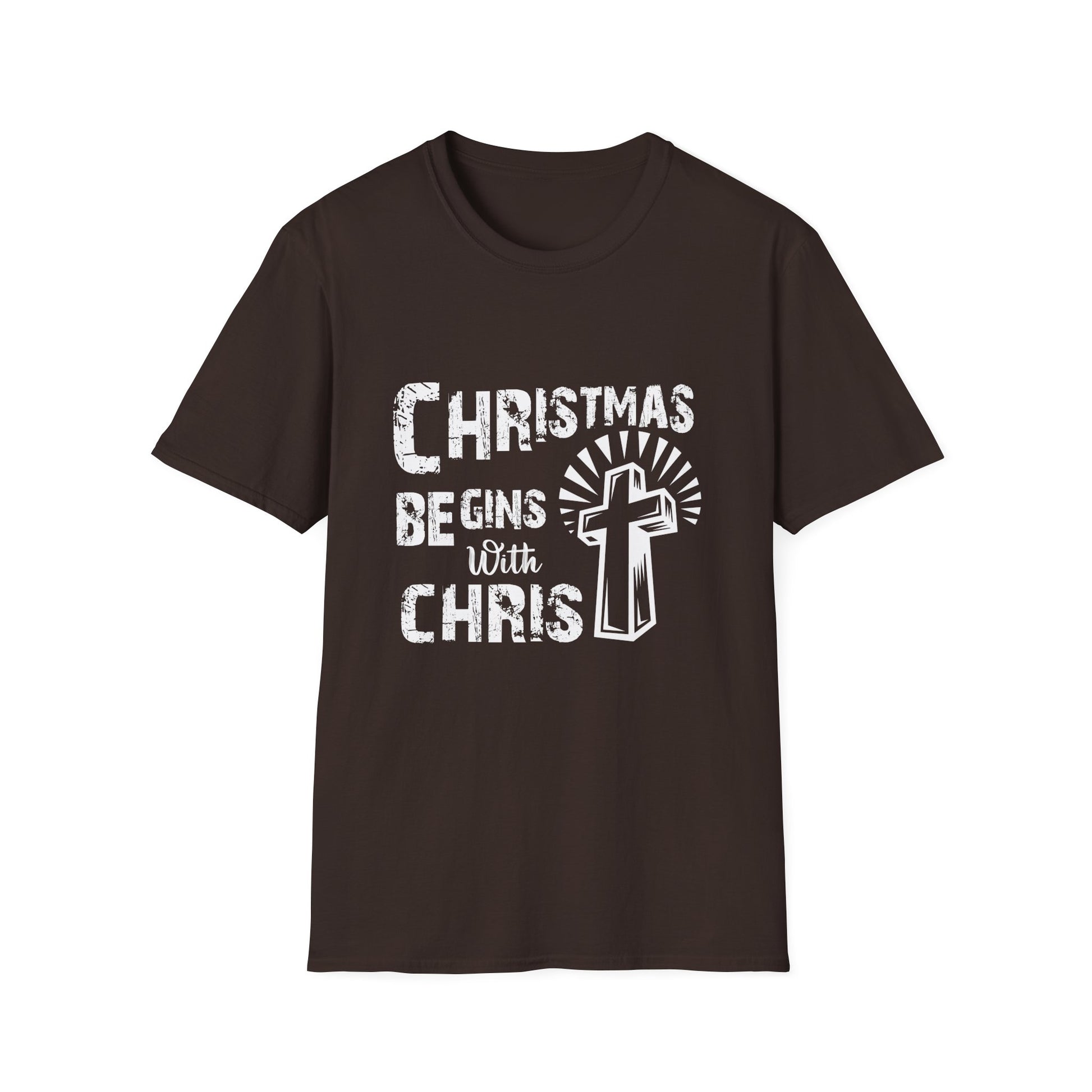 Christmas Begins with Christ T-Shirt — Faith-Based Nativity Cross Holiday Tee