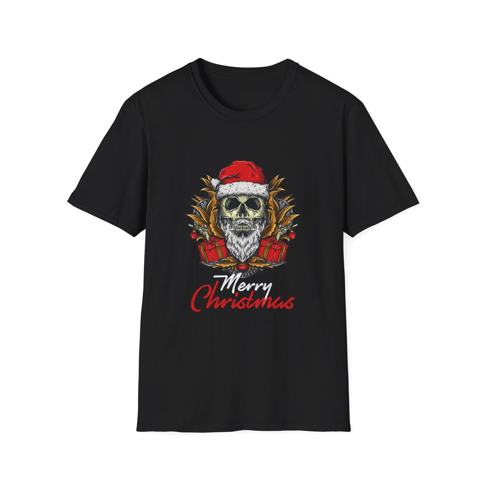 Skull Santa T-Shirt — 'Merry Christmas' Gothic Holiday Tee