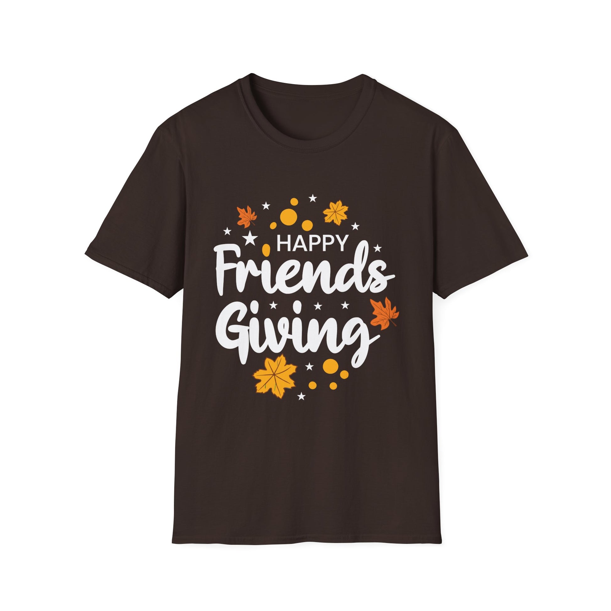 Friendsgiving T-Shirt — "Happy Friends Giving" Fall Leaves Graphic Tee  Unisex T-Shirt