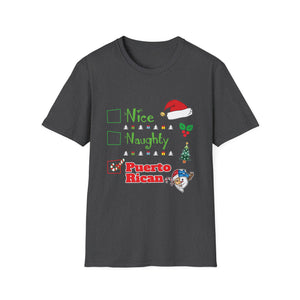 Nice Naughty Puerto Rican Puerto Rico Women Christmas Santa Unisex Softstyle T-Shirt
