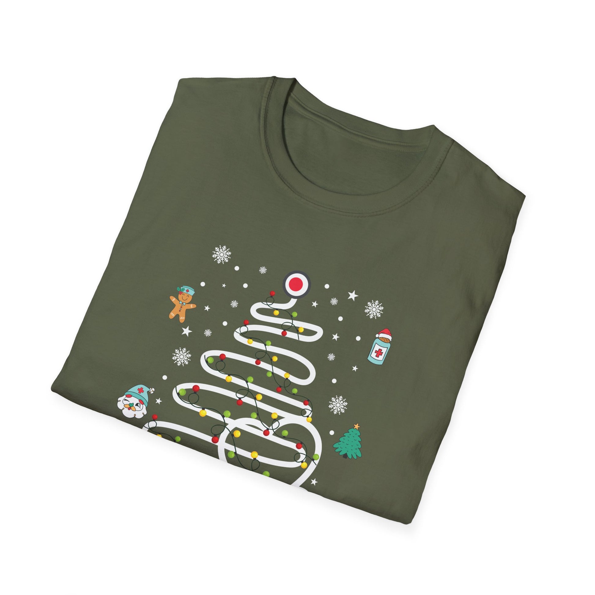Nurse Christmas T-Shirt — Festive Holiday Tree & Medical Icons Tee