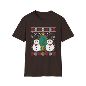 Christmas Snowmen T-Shirt — Festive Holiday Tree & Snowflake Tee
