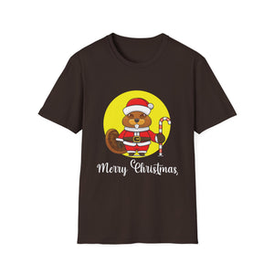 Christmas Beaver T-Shirt — Cute Santa Beaver with Candy Cane, 'Merry Christmas' Holiday Tee