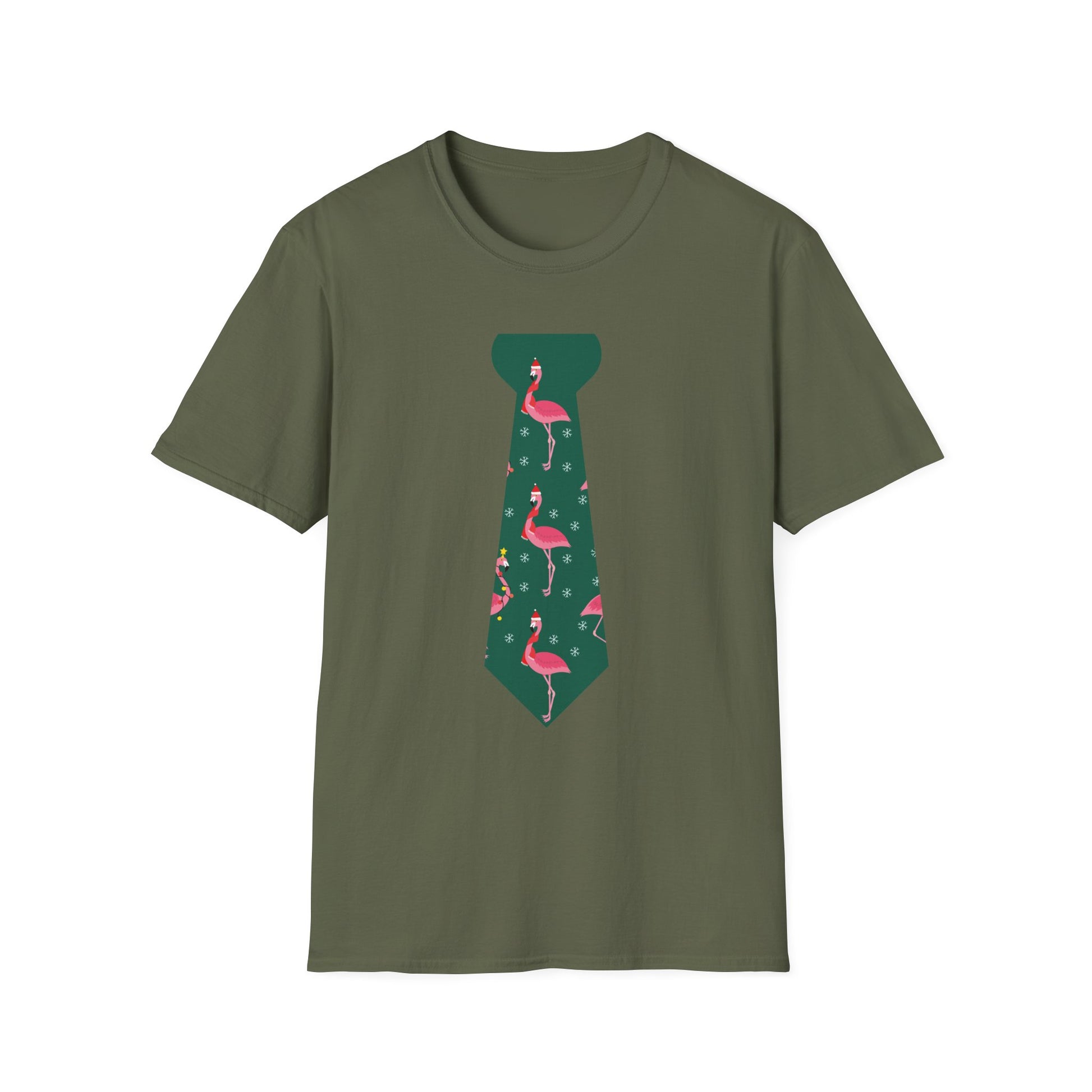 Flamingo Tie Graphic T-Shirt — Tropical Novelty Tee for Casual & Vacation Wear