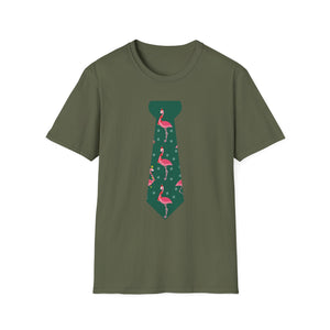 Flamingo Tie Graphic T-Shirt — Tropical Novelty Tee for Casual & Vacation Wear