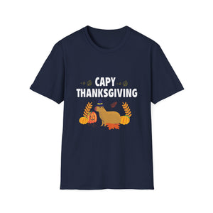 Capy Thanksgiving Cute Capybara Thanksgiving Shirt with Pumpkins & Leaves  Unisex T-Shirt