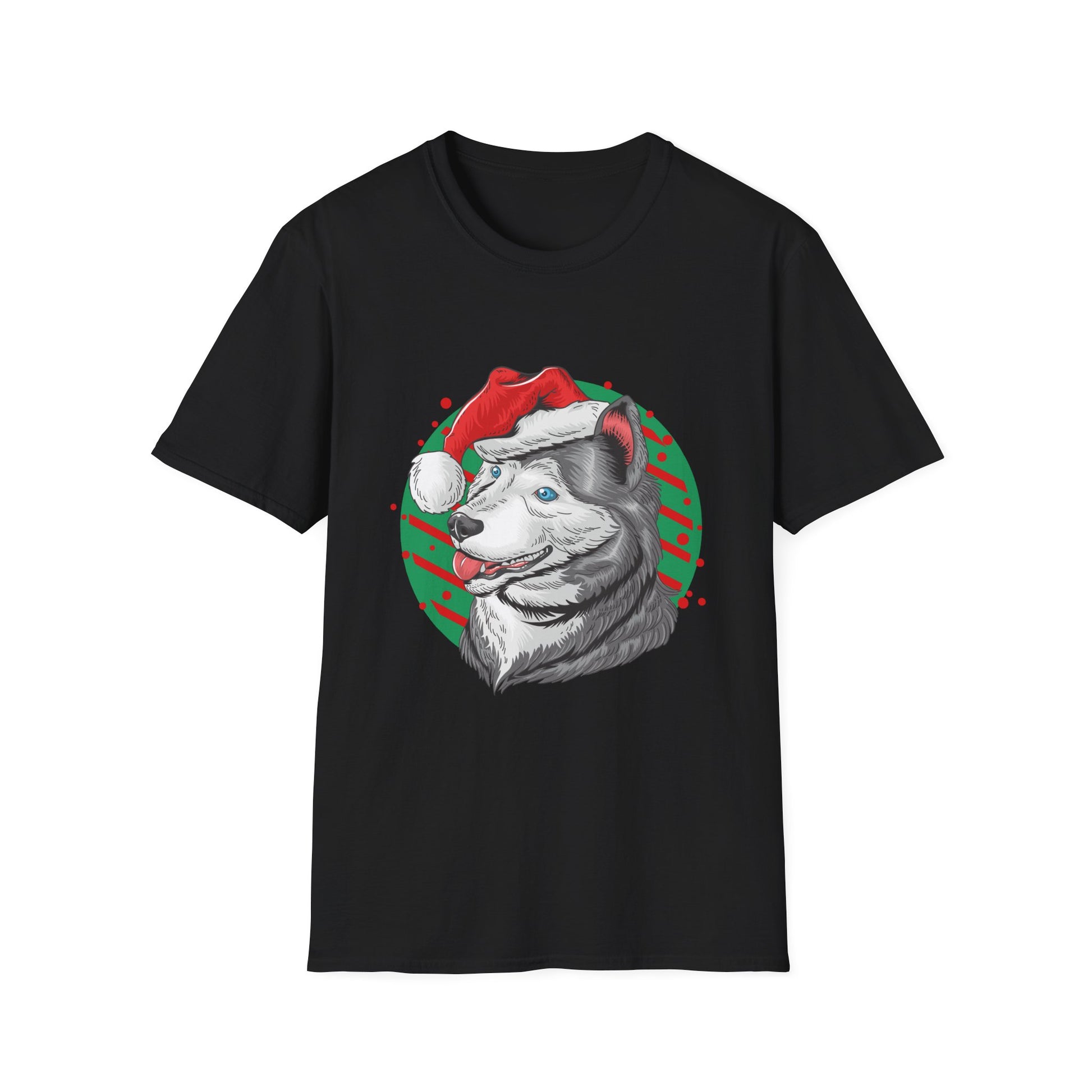 Husky Christmas T-Shirt — Festive Santa Hat Dog Holiday Tee