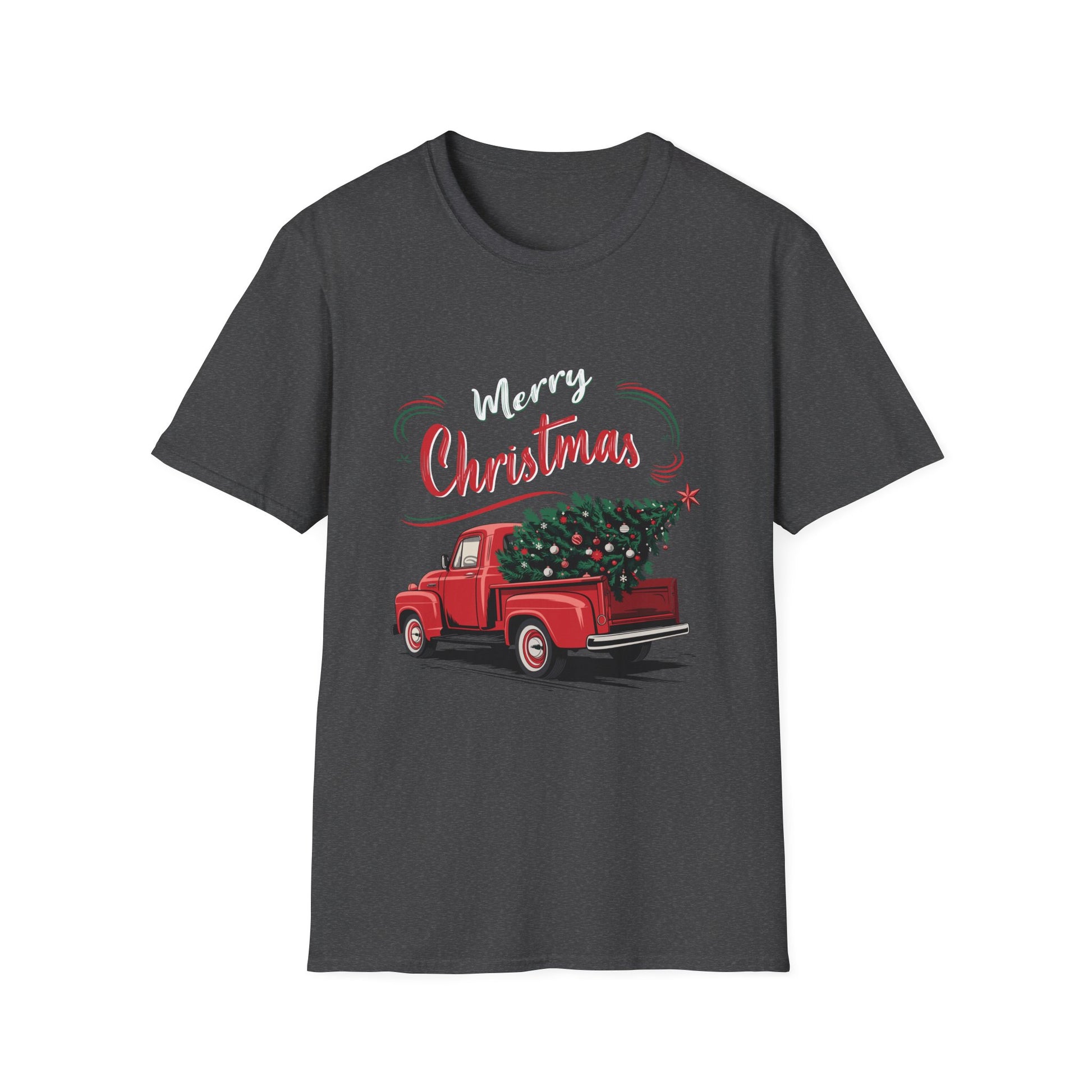 Vintage Wagon Red Truck Christmas Tree Pajama Family Xmas T-Shirt