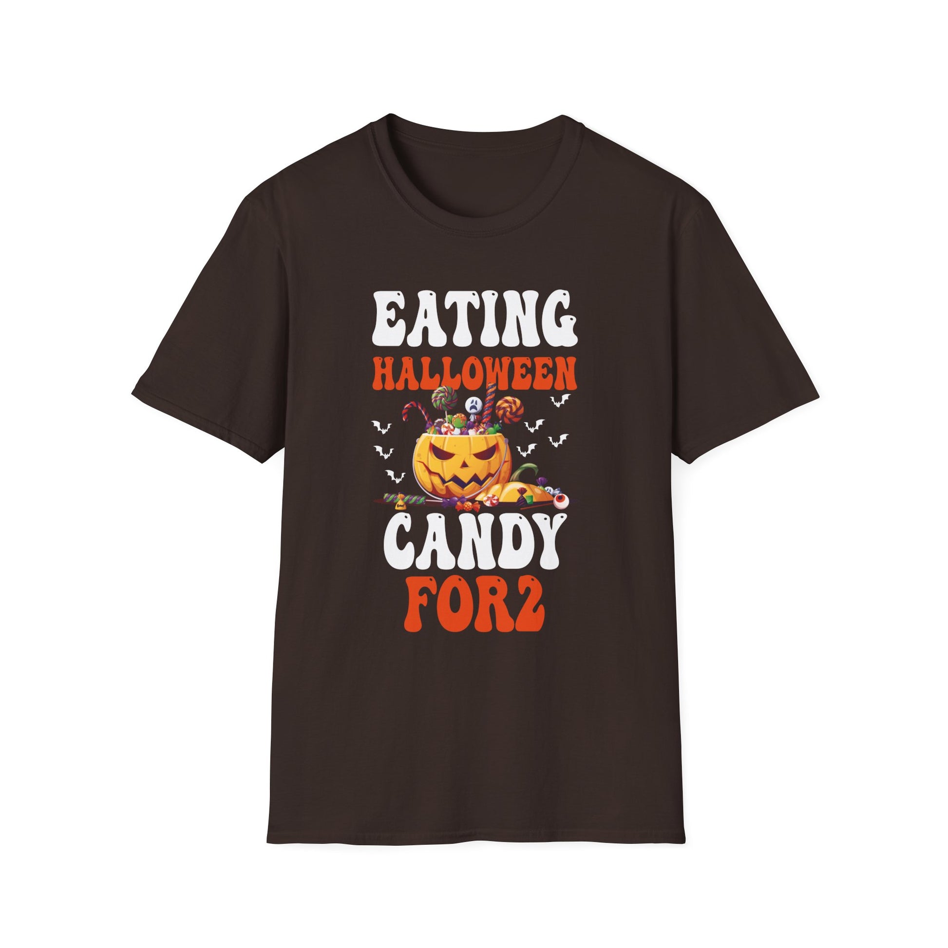 Halloween Expecting Pregnant Eating Halloween Candy for 2 T-Shirt Unisex Softstyle T-Shirt