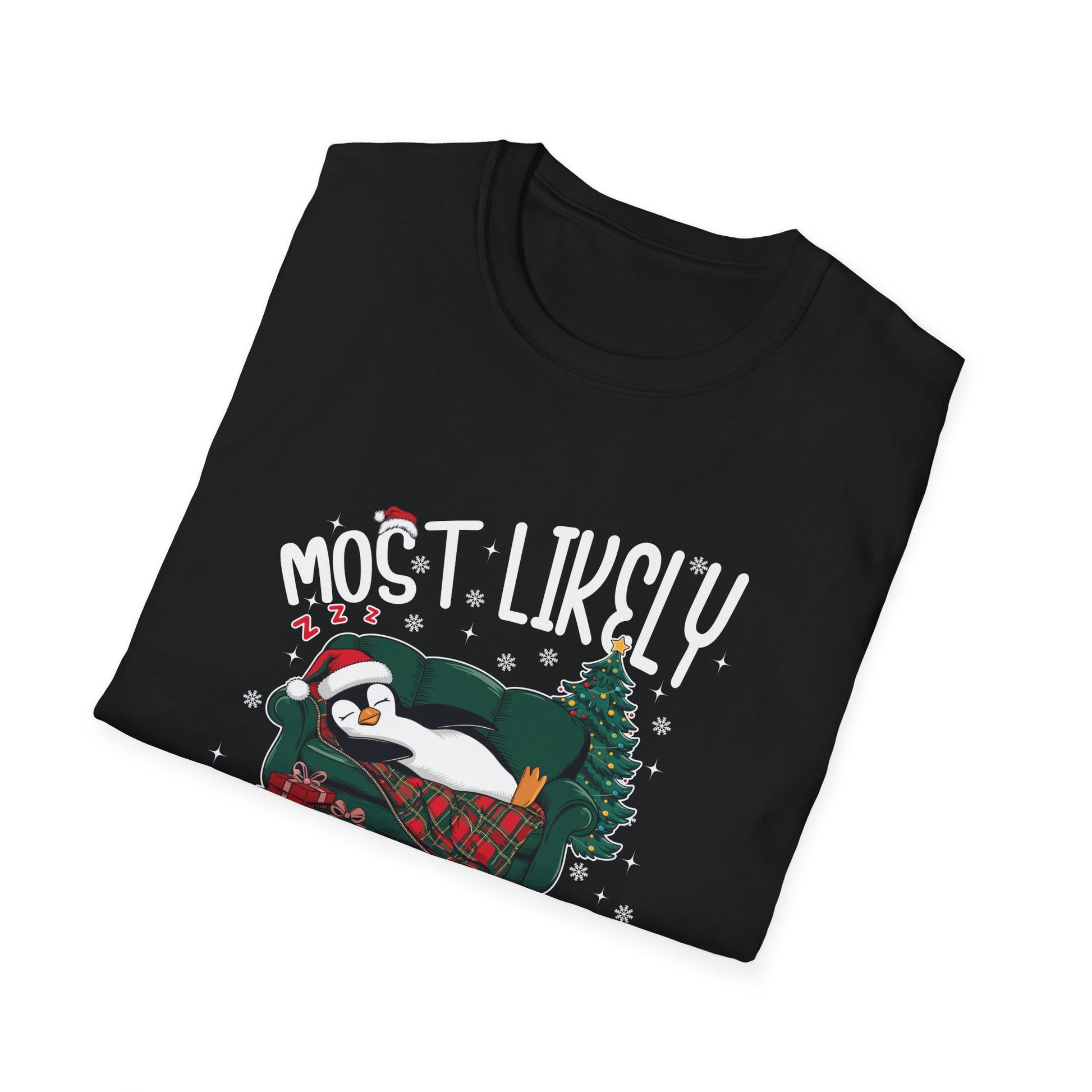Most Likely To Nap On Christmas Funny Family Christmas Unisex Softstyle T-Shirt